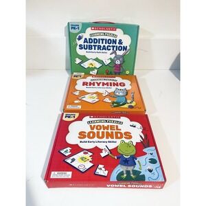 LEARNING PUZZLES Rhyming , Vowel Sounds , Add& Sub SET OF‎ 3  PK-1
